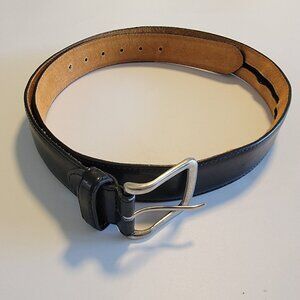 Men's Genuine Leather Belt Solid Black Belt Men Zipper‎ Pocket Underside 44